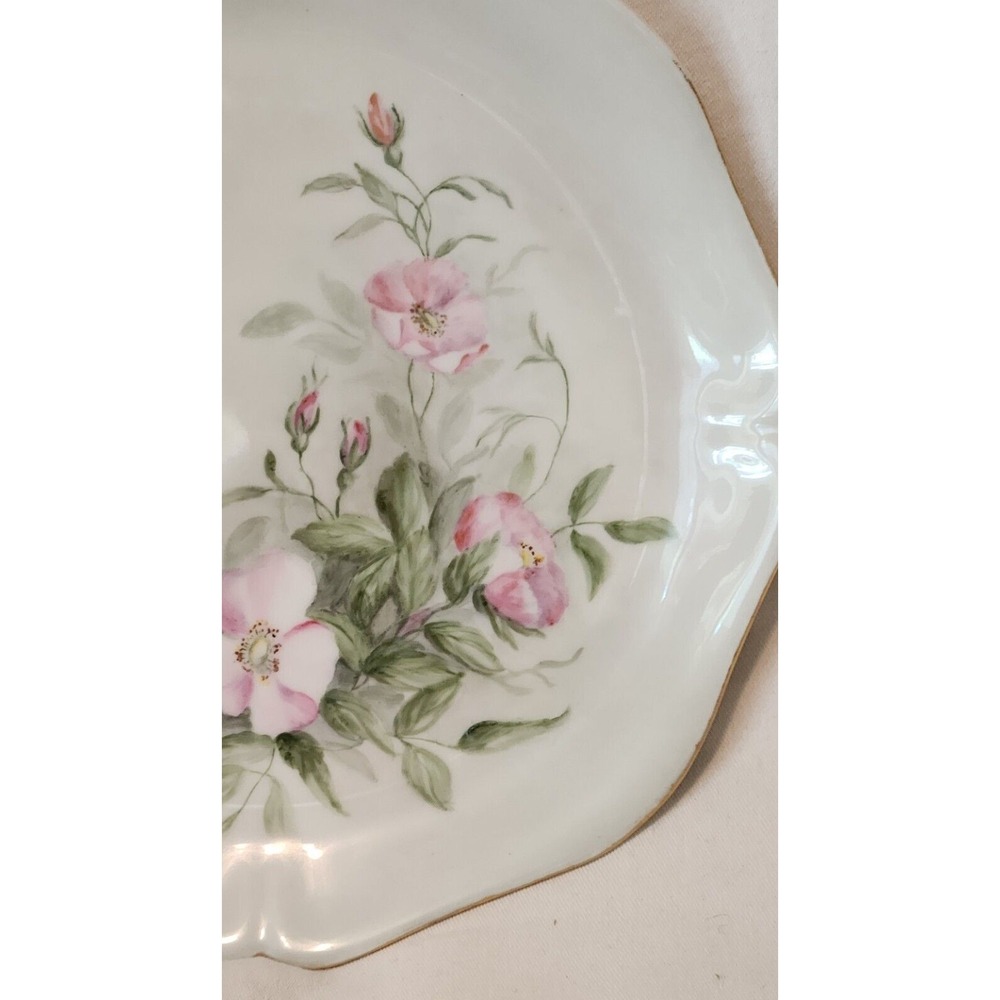 W. G. & Co. France Pink Rose Dinner Plate Scalloped Edge - Picture 3 of 9